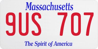 MA license plate 9US707