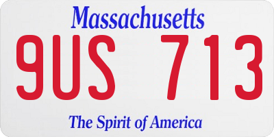MA license plate 9US713