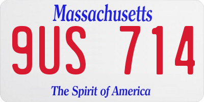 MA license plate 9US714
