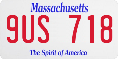 MA license plate 9US718