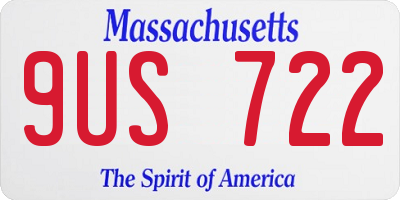 MA license plate 9US722