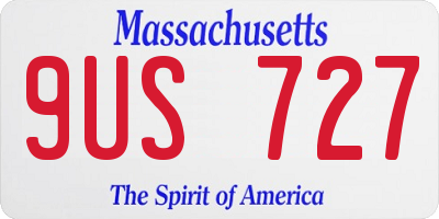 MA license plate 9US727