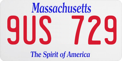 MA license plate 9US729