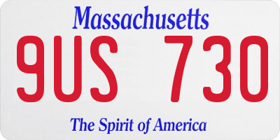MA license plate 9US730