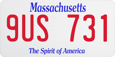 MA license plate 9US731