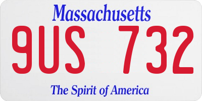 MA license plate 9US732