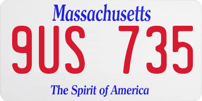 MA license plate 9US735