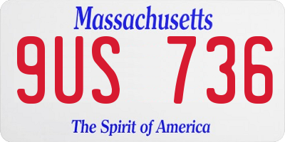 MA license plate 9US736