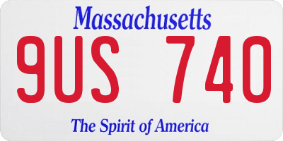 MA license plate 9US740
