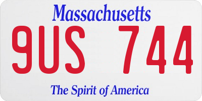 MA license plate 9US744