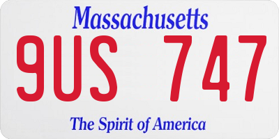 MA license plate 9US747