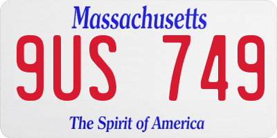MA license plate 9US749