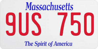 MA license plate 9US750