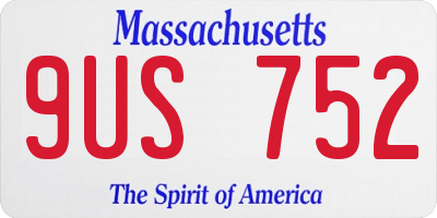 MA license plate 9US752