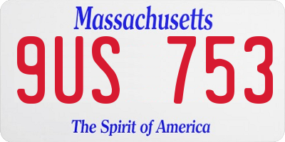 MA license plate 9US753