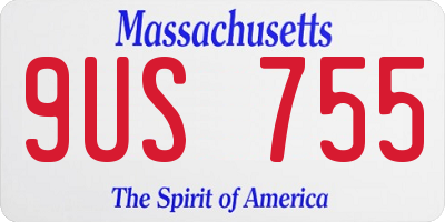 MA license plate 9US755
