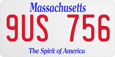 MA license plate 9US756