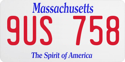MA license plate 9US758