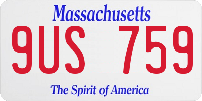 MA license plate 9US759