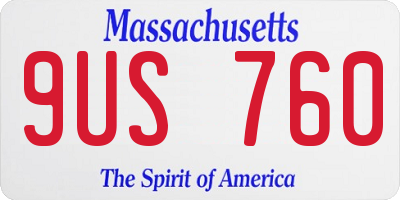 MA license plate 9US760