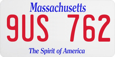 MA license plate 9US762