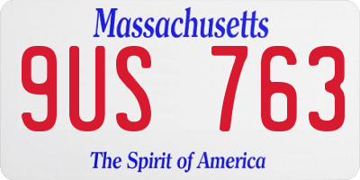 MA license plate 9US763