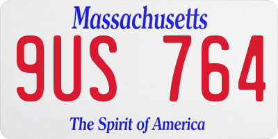 MA license plate 9US764