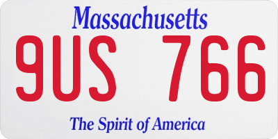 MA license plate 9US766