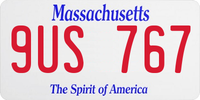 MA license plate 9US767