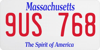 MA license plate 9US768
