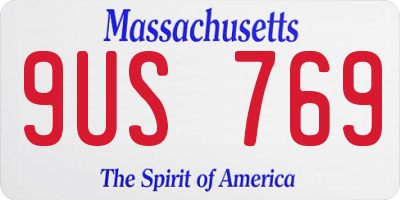 MA license plate 9US769