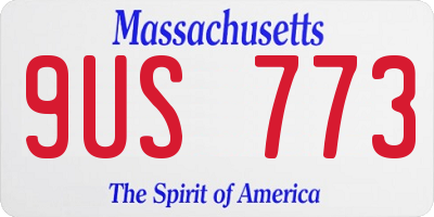 MA license plate 9US773