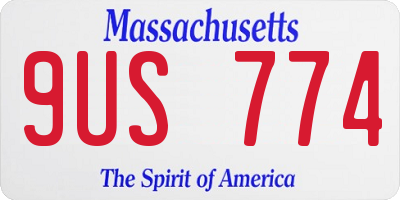 MA license plate 9US774
