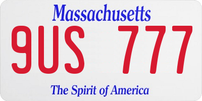 MA license plate 9US777