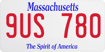 MA license plate 9US780
