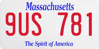 MA license plate 9US781