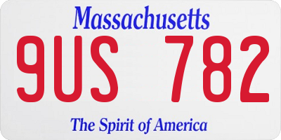 MA license plate 9US782