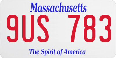 MA license plate 9US783