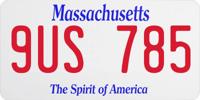 MA license plate 9US785