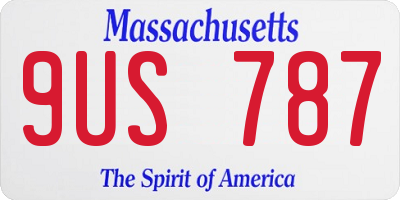 MA license plate 9US787