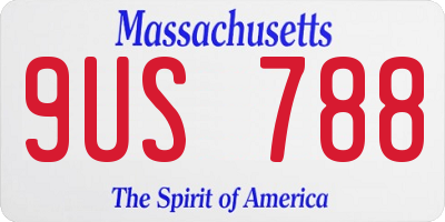 MA license plate 9US788