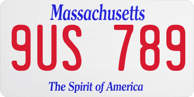 MA license plate 9US789