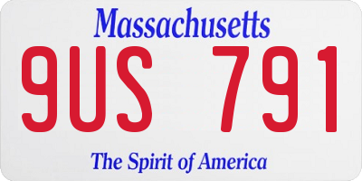 MA license plate 9US791