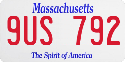 MA license plate 9US792