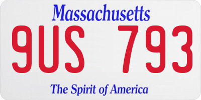 MA license plate 9US793