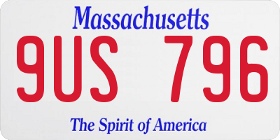 MA license plate 9US796