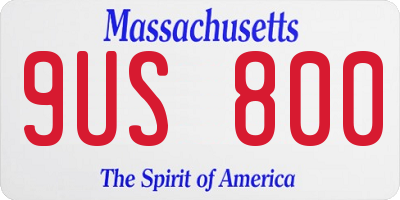 MA license plate 9US800