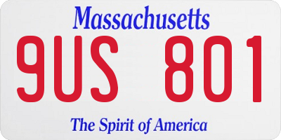 MA license plate 9US801