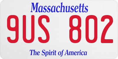 MA license plate 9US802