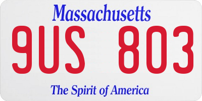 MA license plate 9US803
